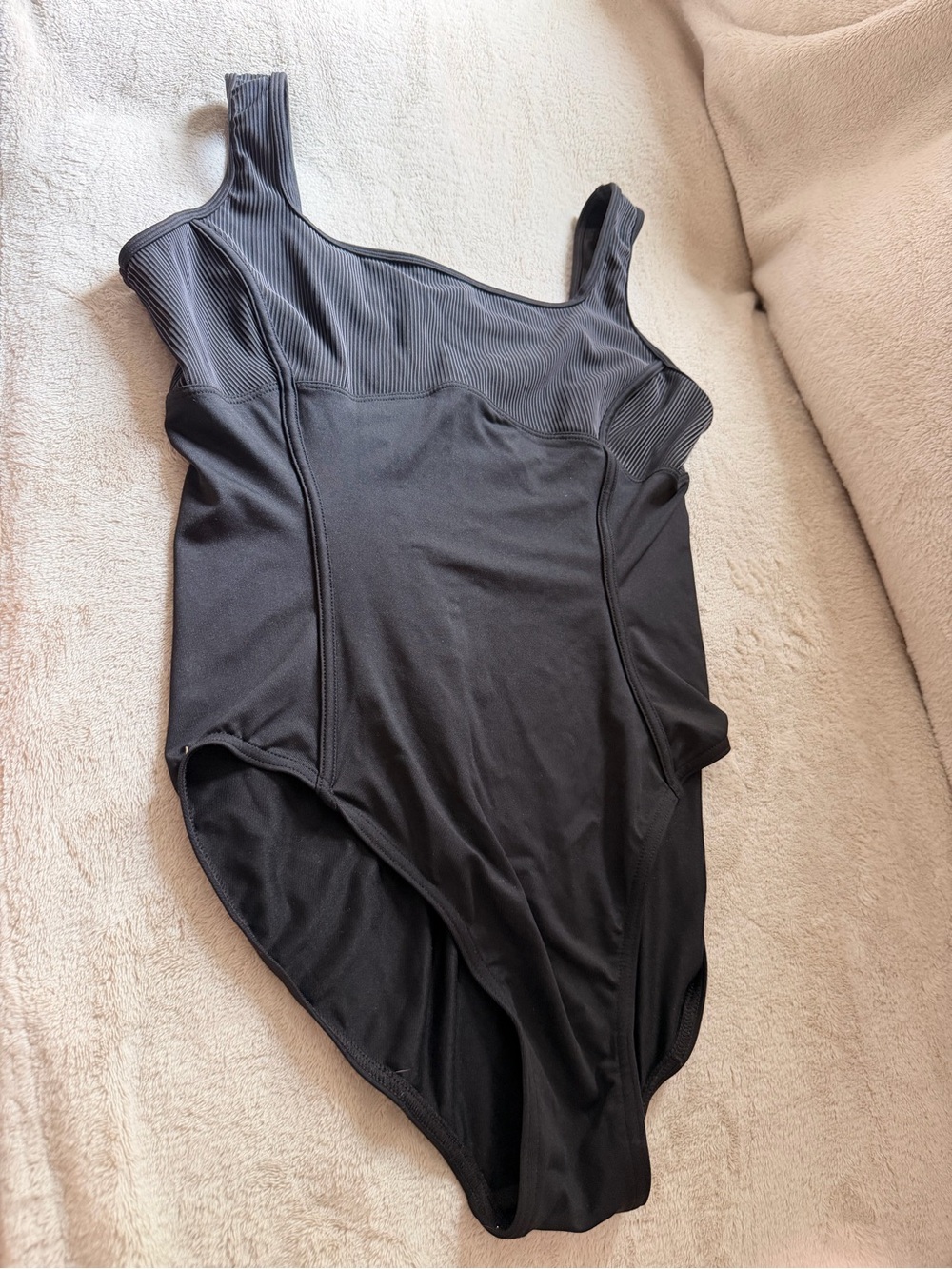 Mirella Black Ribbed-Panel  One-Piece Swimsuit
